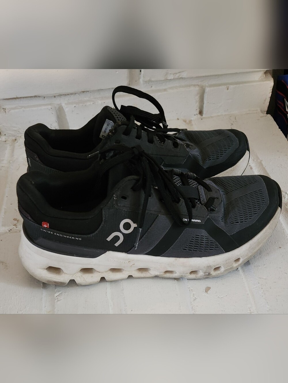 On Cloud Athletic Running Shoes - Black & White, Size 8.5